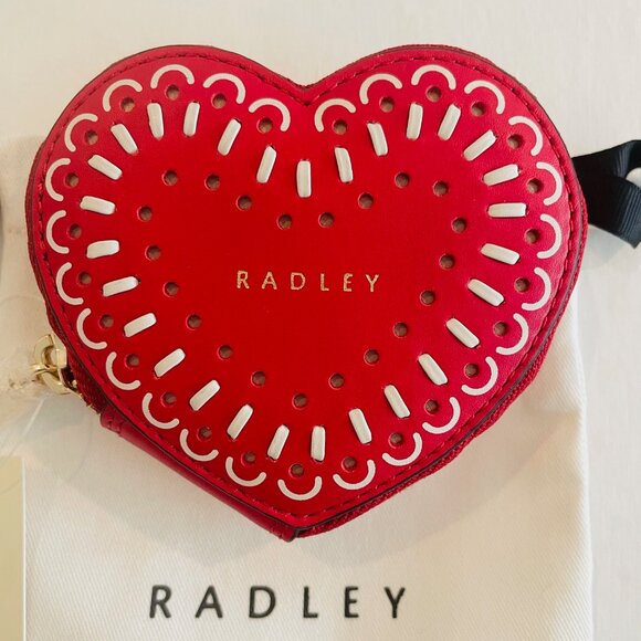 Radley London Leather Heart Shaped Coin Purse, red - Picture 7 of 10